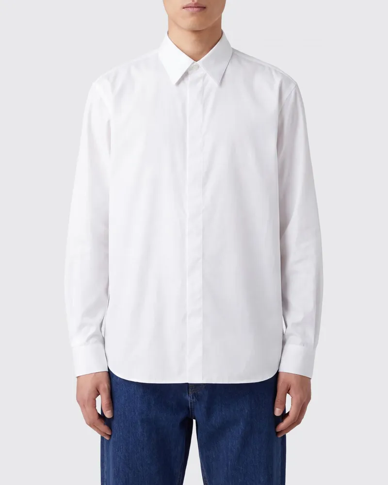 Dries van Noten Klassisches Hemd aus Baumwollpopeline mit französischem Kragen Weiß
