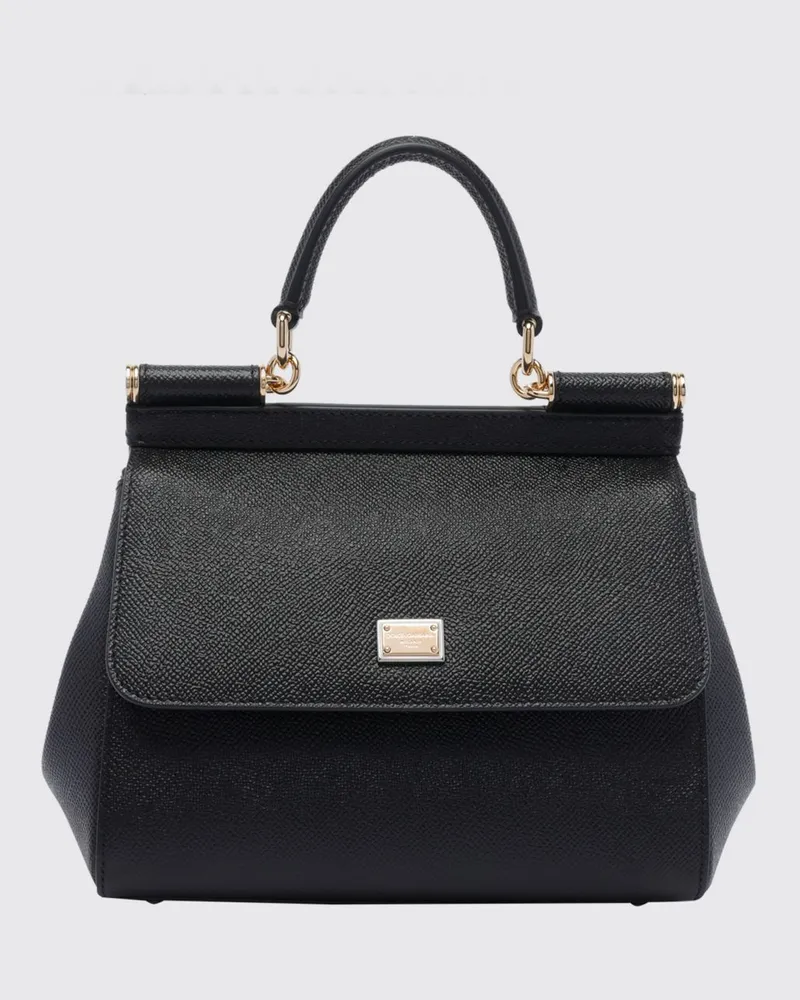 Dolce & Gabbana DOLCE  GABBANA Sicily Mini-Handtasche Dolce & Gabbana aus genarbtem Kalbsleder Schwarz