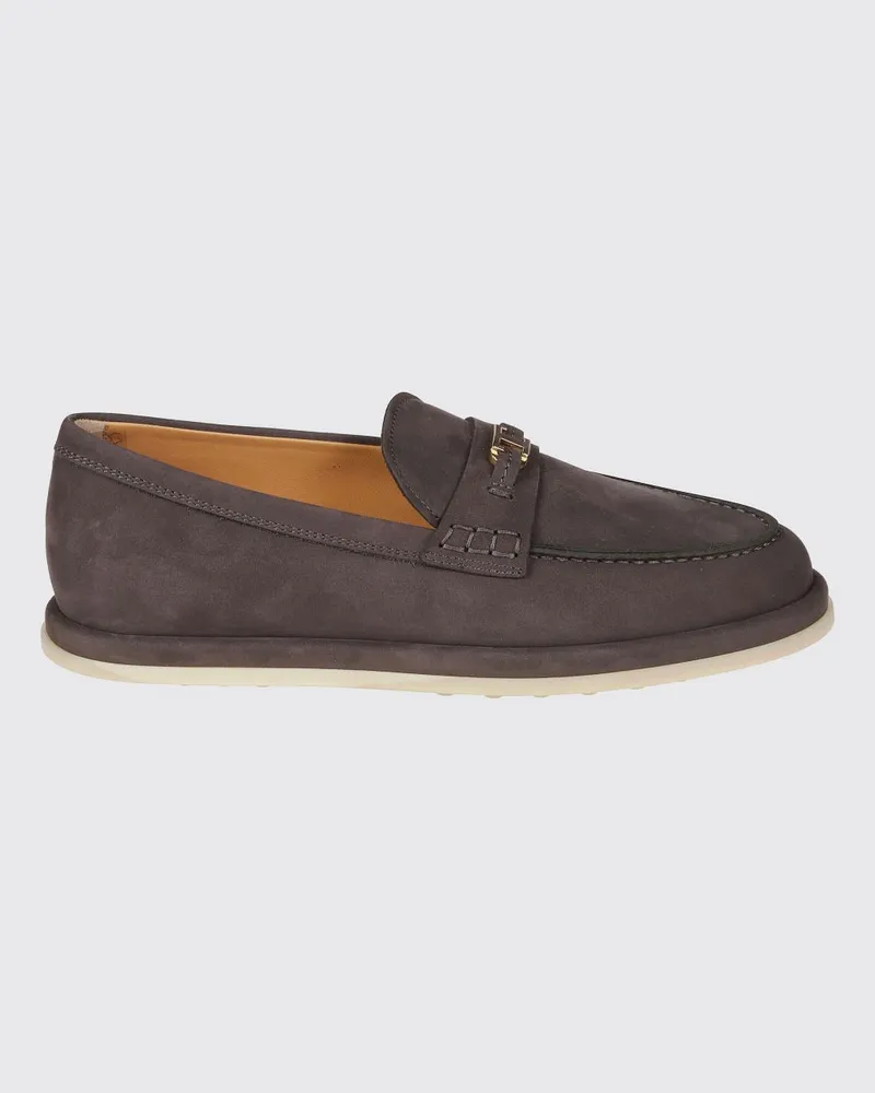 TOD'S Pennyloafer aus Nubukleder mit T-Timeless-Accessoire und Gommino-Sohle Rot