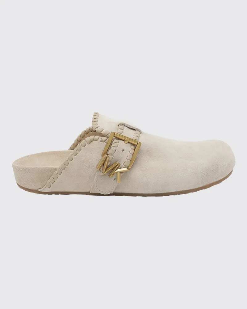 Michael Kors Greer Wildkalbsleder-Mules mit MK-Monogramm Weiß