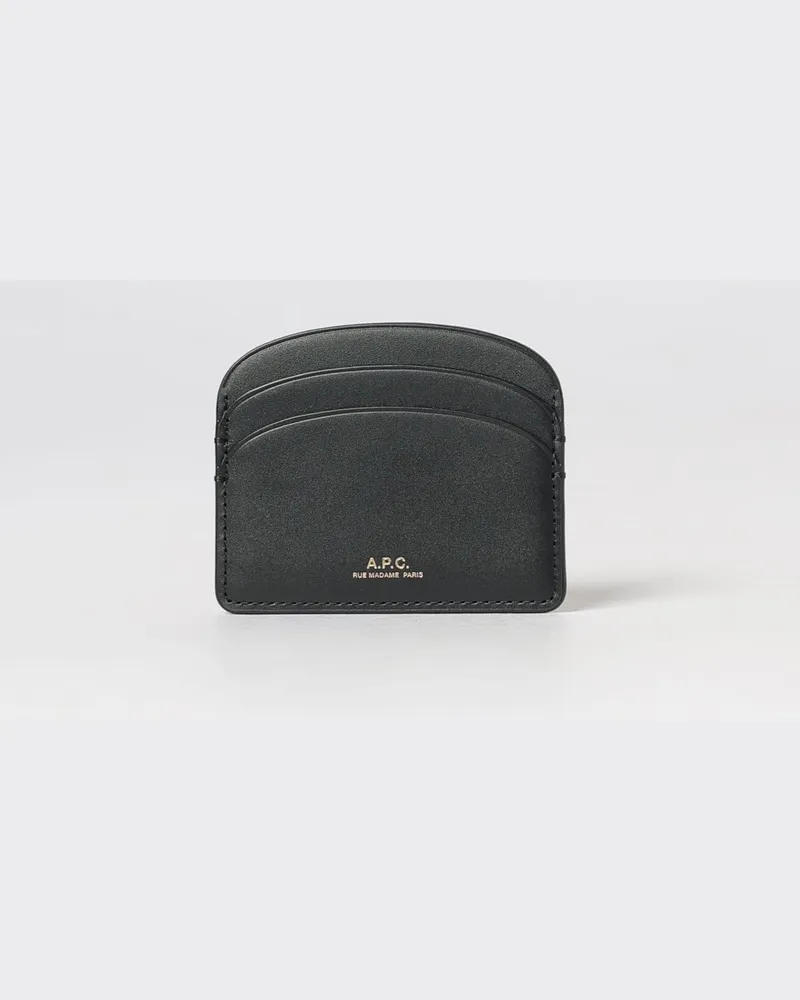 A.P.C. Kartenetui aus glattem Rindsleder mit fünf Fächern und laminiertem Logo Schwarz