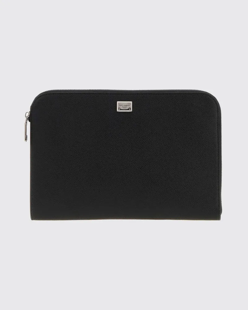 Dolce & Gabbana DOLCE  GABBANA Dolce & Gabbana Sicily Dokumentenhalter aus Kalbsleder mit Handgelenkschlaufe Schwarz