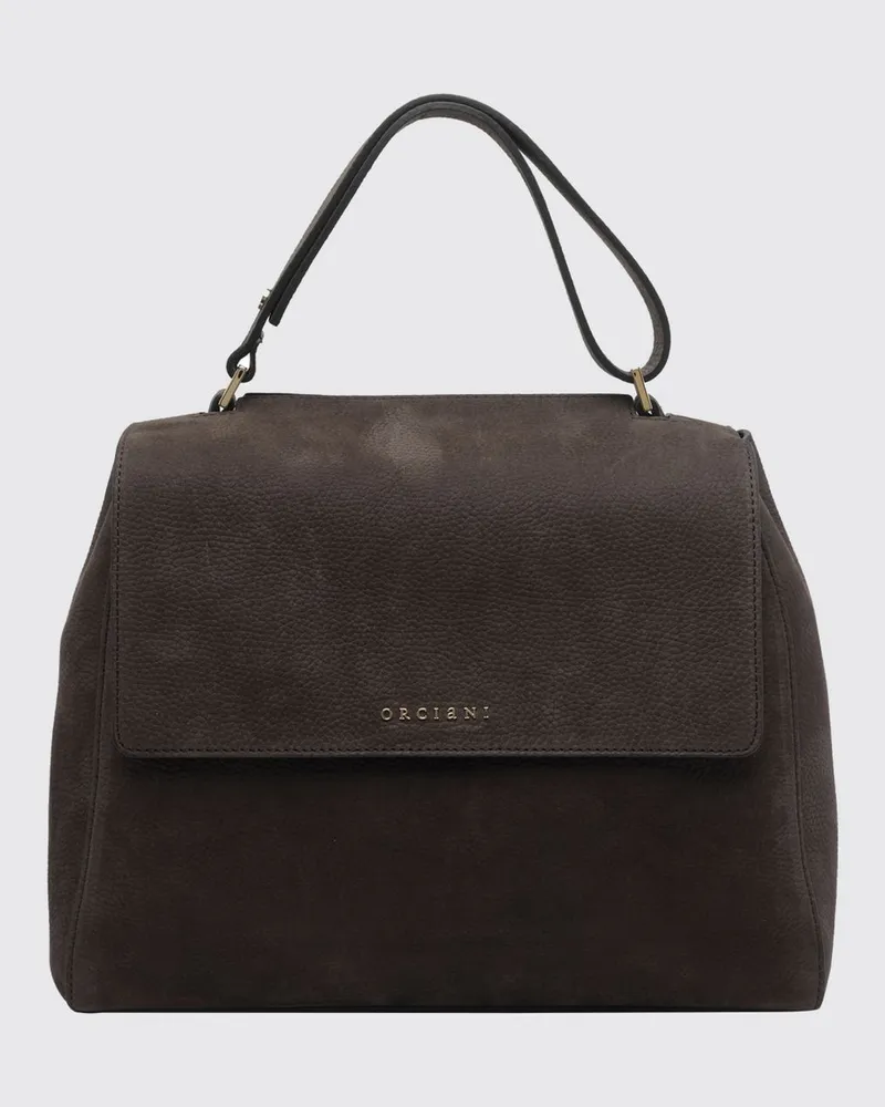 Orciani Sveva Handtasche aus gehämmertem Leder mit verstellbarem Griff Braun
