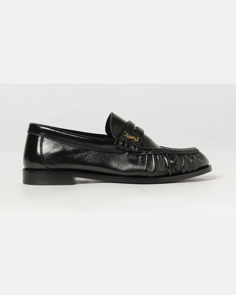 Saint Laurent Le Loafer Pennyloafers aus Glattleder vom Lamm mit YSL-Monogramm Schwarz