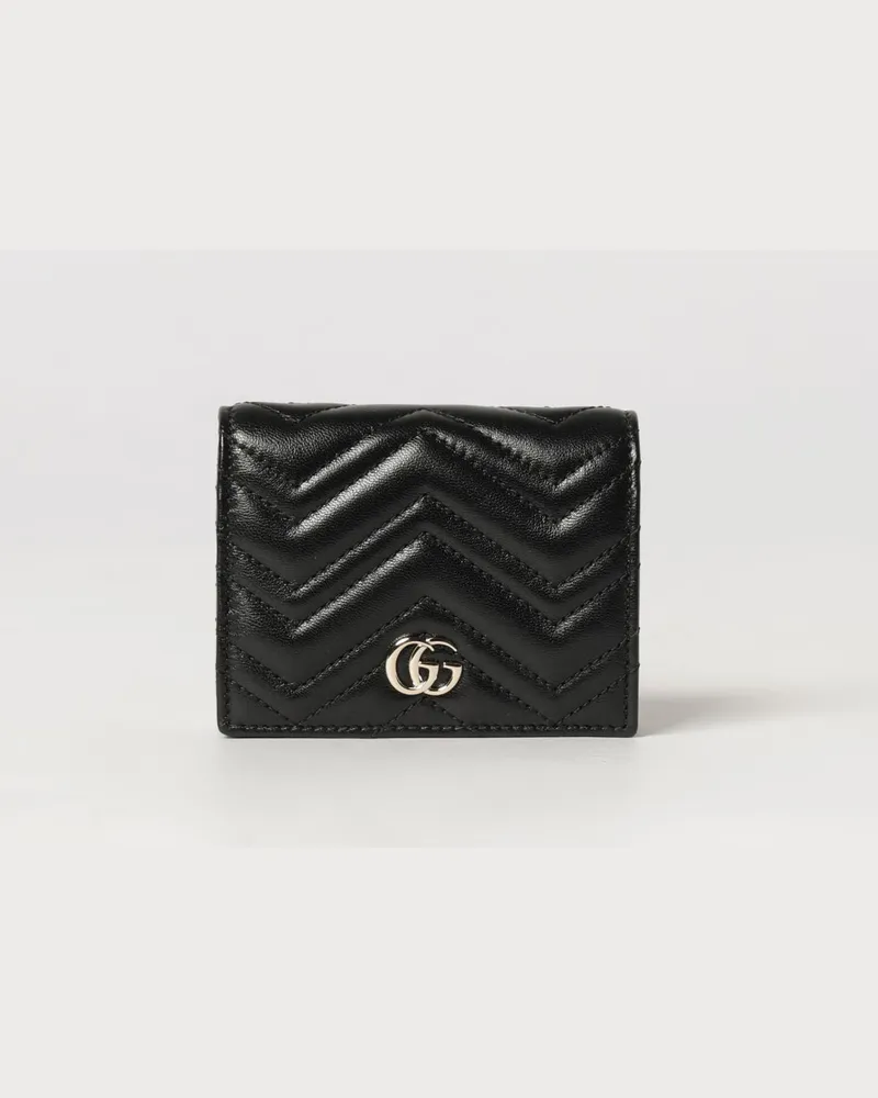 Gucci GG Marmont Bifold-Geldbörse aus Chevron-Matelassé-Nappaleder Schwarz