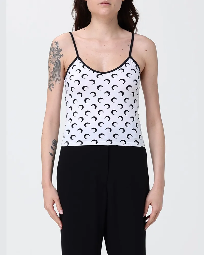 Marine Serre Jersey Top mit Monogramm-Motiv Weiß