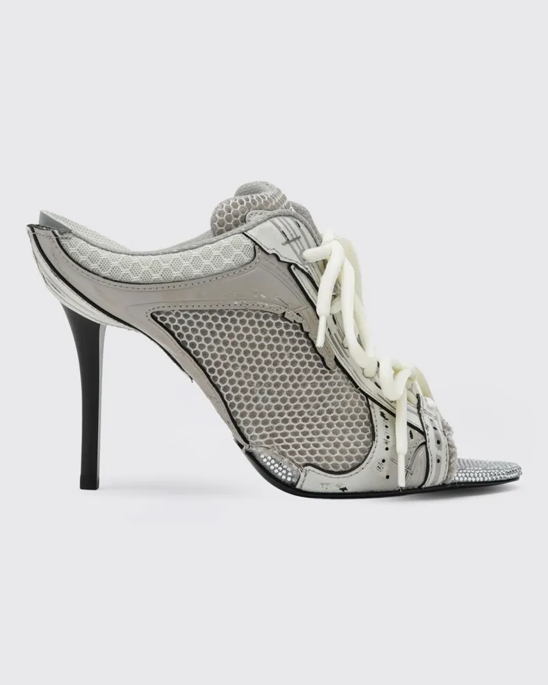 Balenciaga Stapler Mules aus Mesh mit mittelhohem Stilettoabsatz Grau