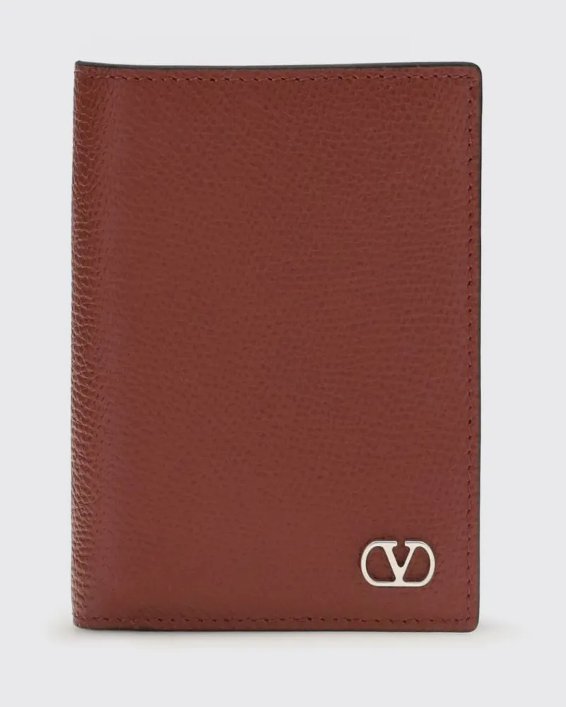 Valentino Garavani VLogo Signature Bifold-Geldbörse von aus genarbtem Kalbsleder Rot