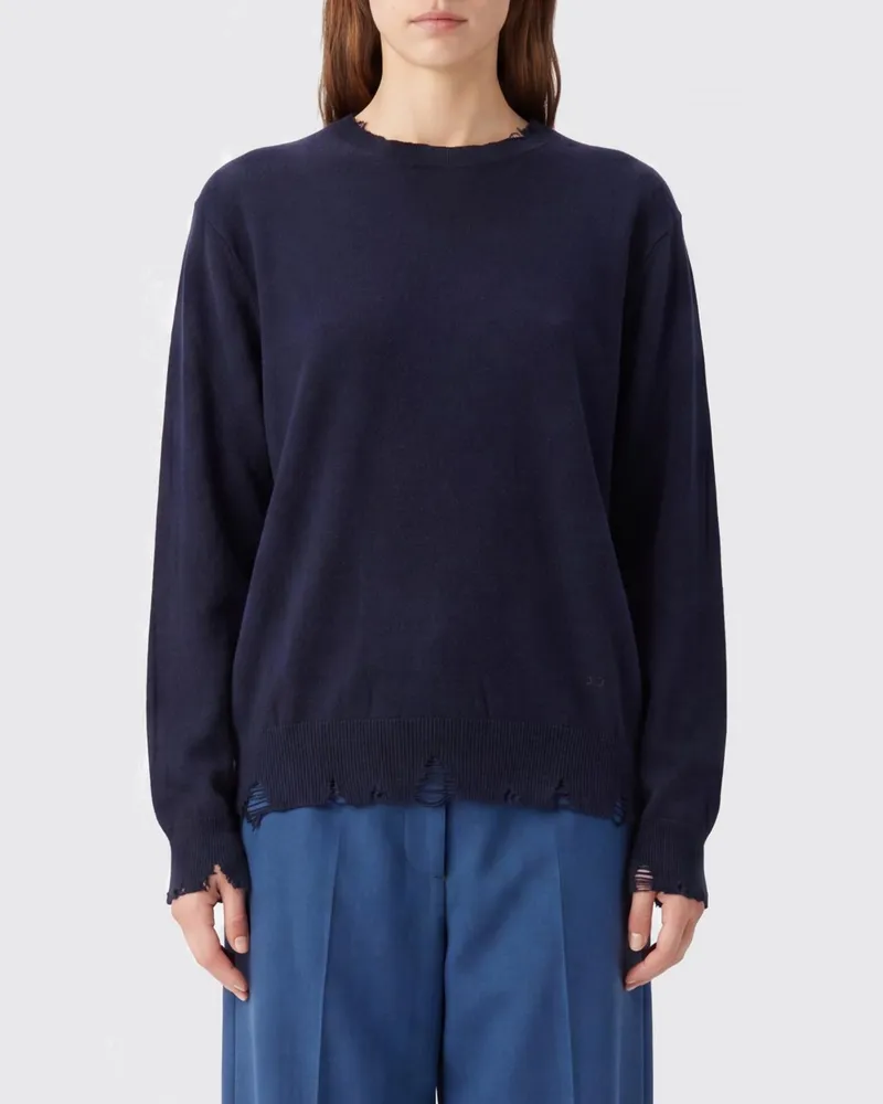 Stella McCartney Pullover aus Schurwolle im Distressed-Look Blau