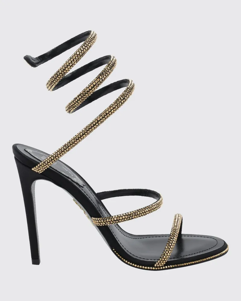 René Caovilla Cleo Sandalen von mit hohem Absatz und kristallverziertem Spiralriemen Schwarz