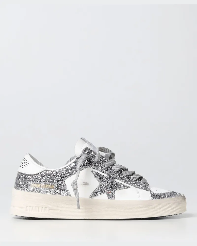 Golden Goose Stardan Sneakers aus Leder und Glitzer im Used-Look Weiß