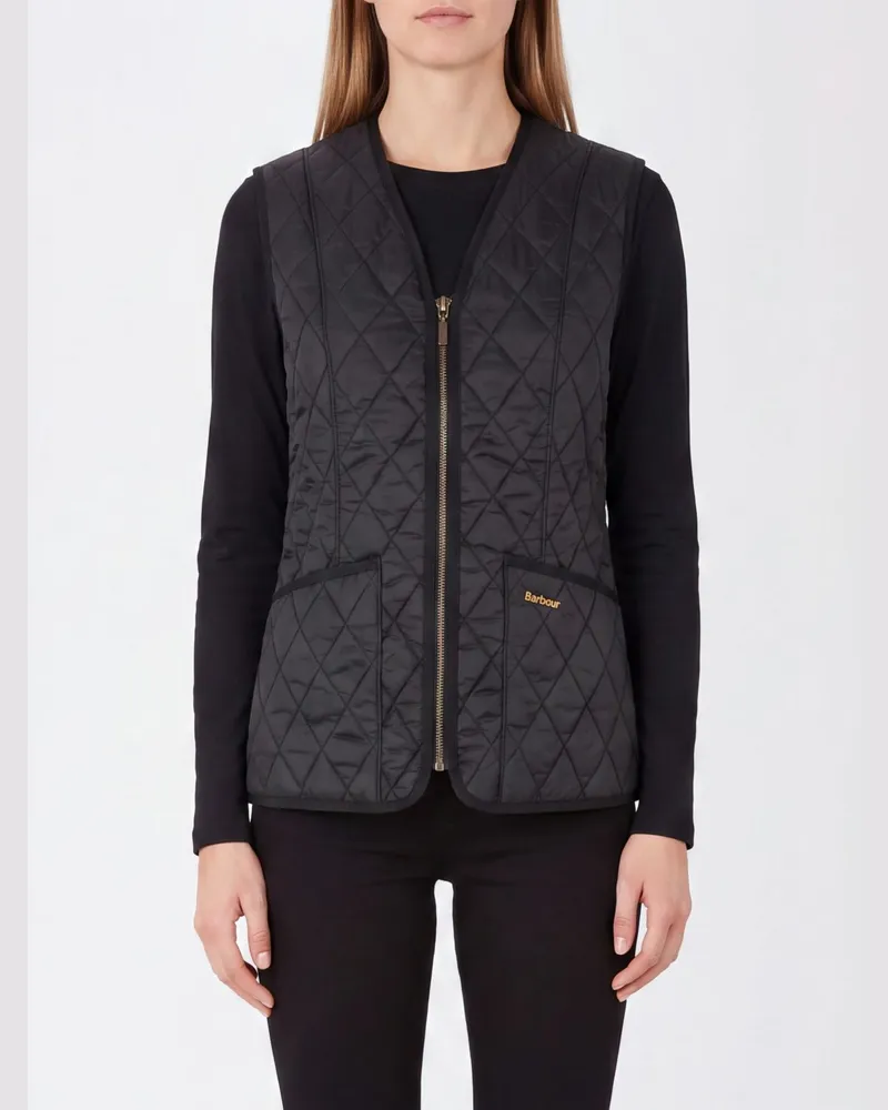 Barbour Betty Gesteppte Weste aus recyceltem Nylon mit V-Ausschnitt Schwarz