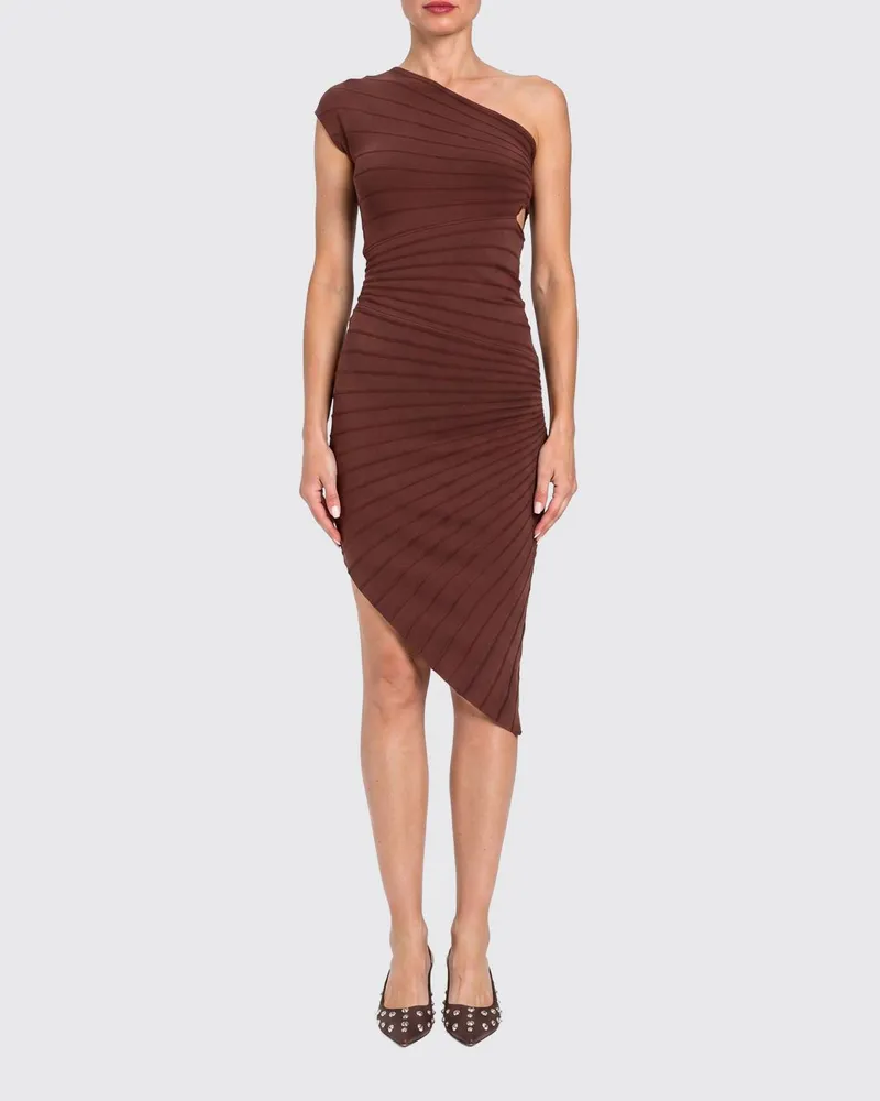 Twin-Set Ein-Schulter-Jerseykleid Braun