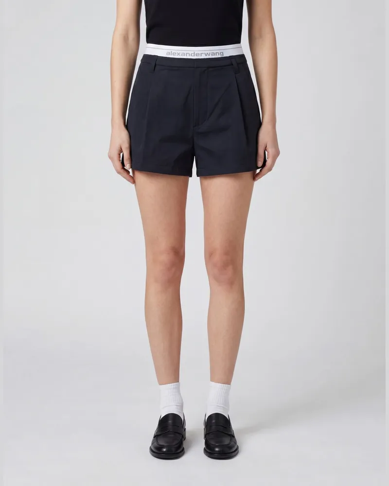 Alexander Wang Shorts aus Baumwollmischung mit elastischem Logo-Bund Schwarz