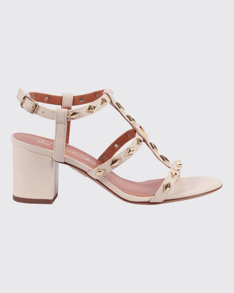 Via Roma 15 Ledersandalen mit Nieten Yellow