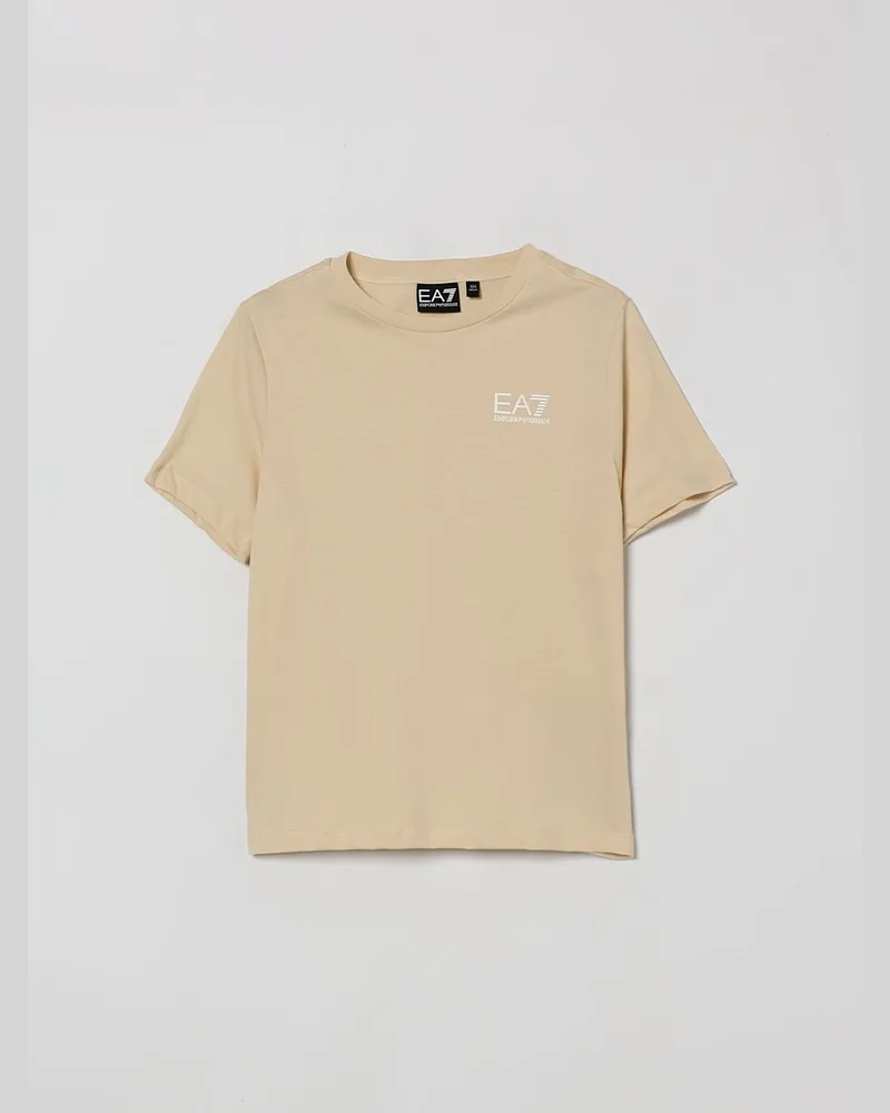 EA7 Baumwoll-T-Shirt mit Mini-Logo Beige