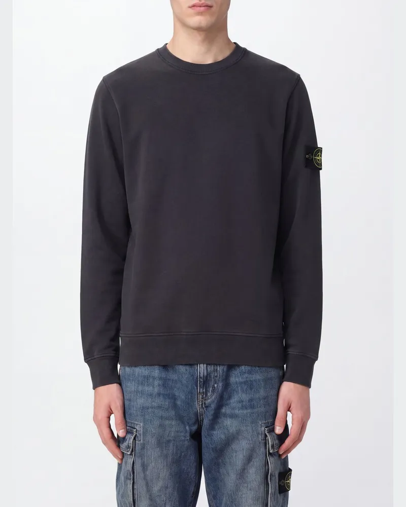 Stone Island Rundhals-Sweatshirt aus Baumwolle mit Compass-Logo-Patch Grau