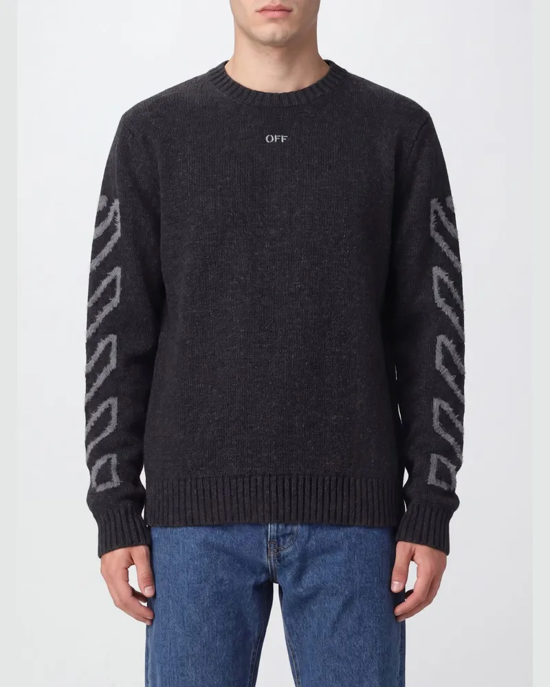 OFF-WHITE Rundhalspullover aus Wollmischung mit Jacquard-Arrow-Logo Grau