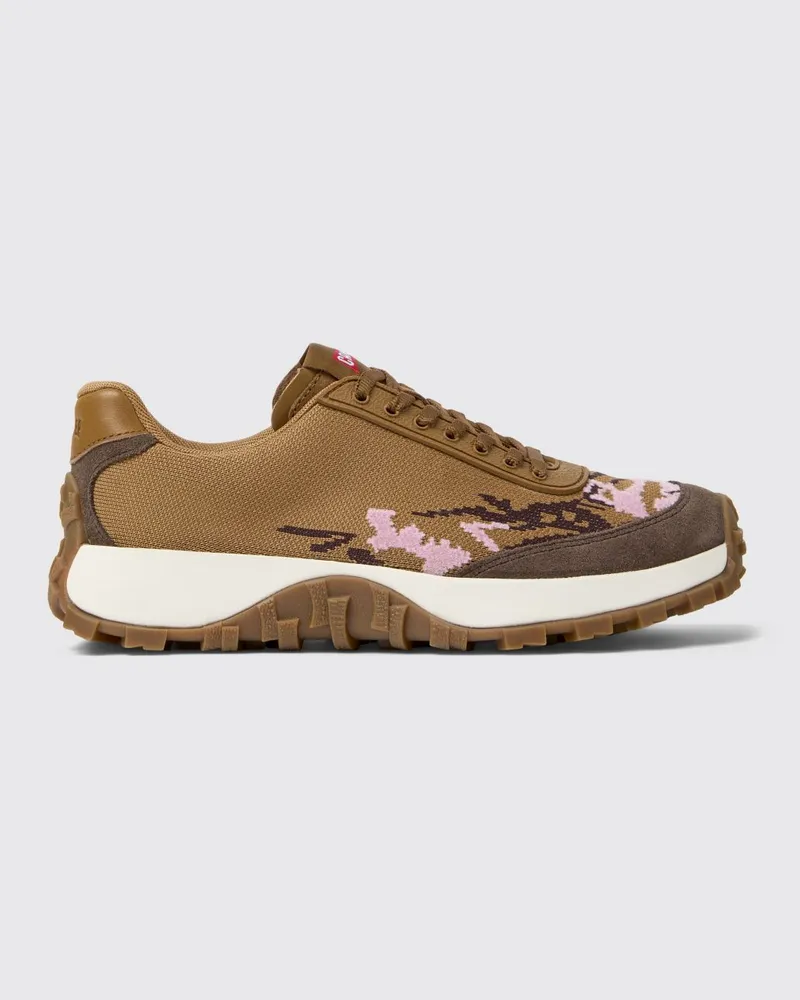 Camper Twins Sneakers aus Leder und recyceltem PET mit Grafikprint und Vibram-Sohle Braun