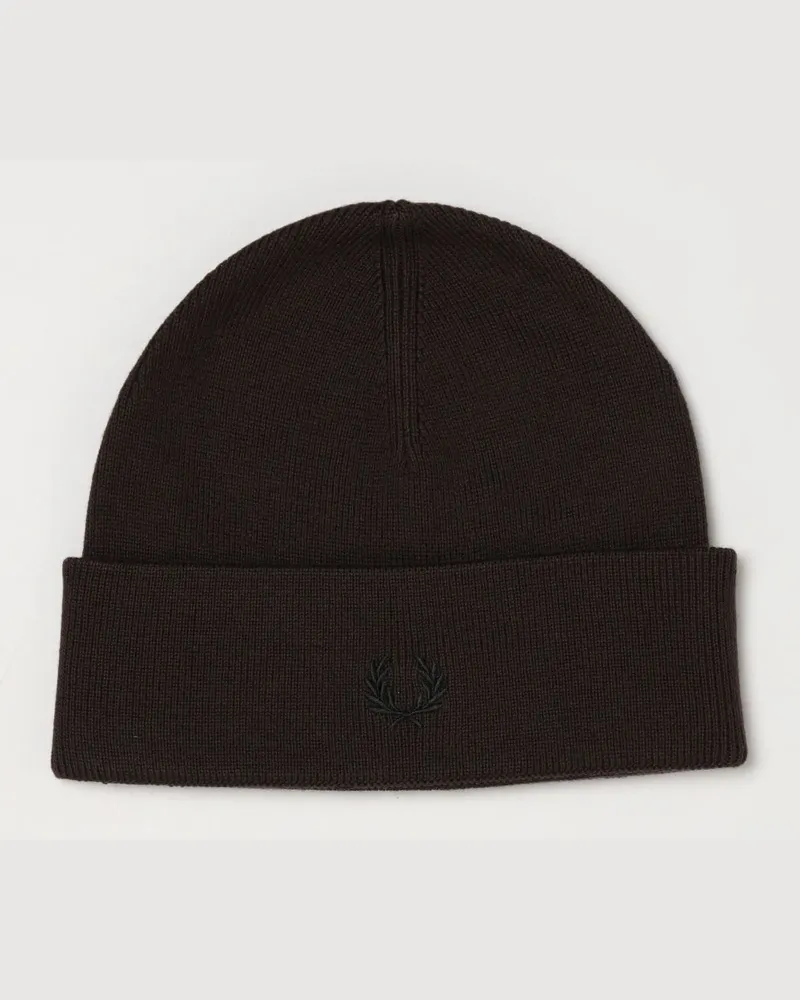 Fred Perry Beanie aus Woll-Baumwoll-Mischung mit gesticktem Logo Braun
