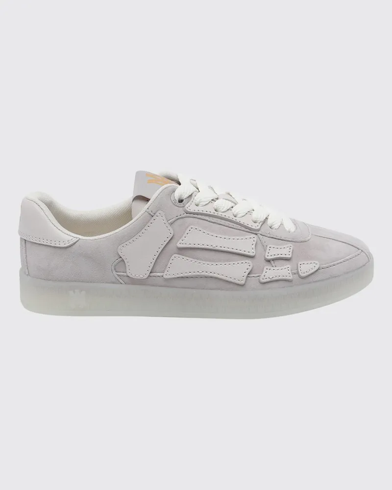Amiri Pacific Bones Sneaker aus Kalbsleder mit seitlicher Monogramm-Stickerei Grau