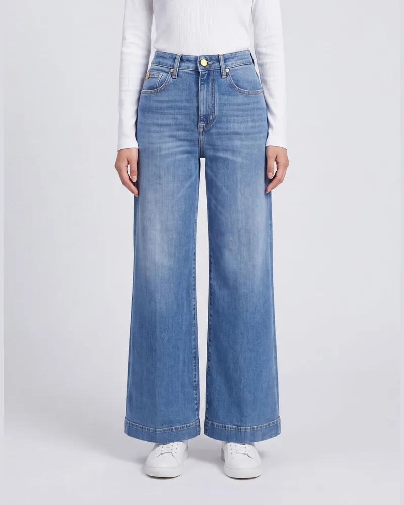 Jacob Cohën High-Waist Wide-Leg Jeans aus Baumwolldenim Hellblau