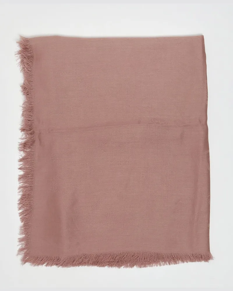 Twin-Set Großer quadratischer Schal aus Modal-Kaschmir-Mischung mit Fransen Pink