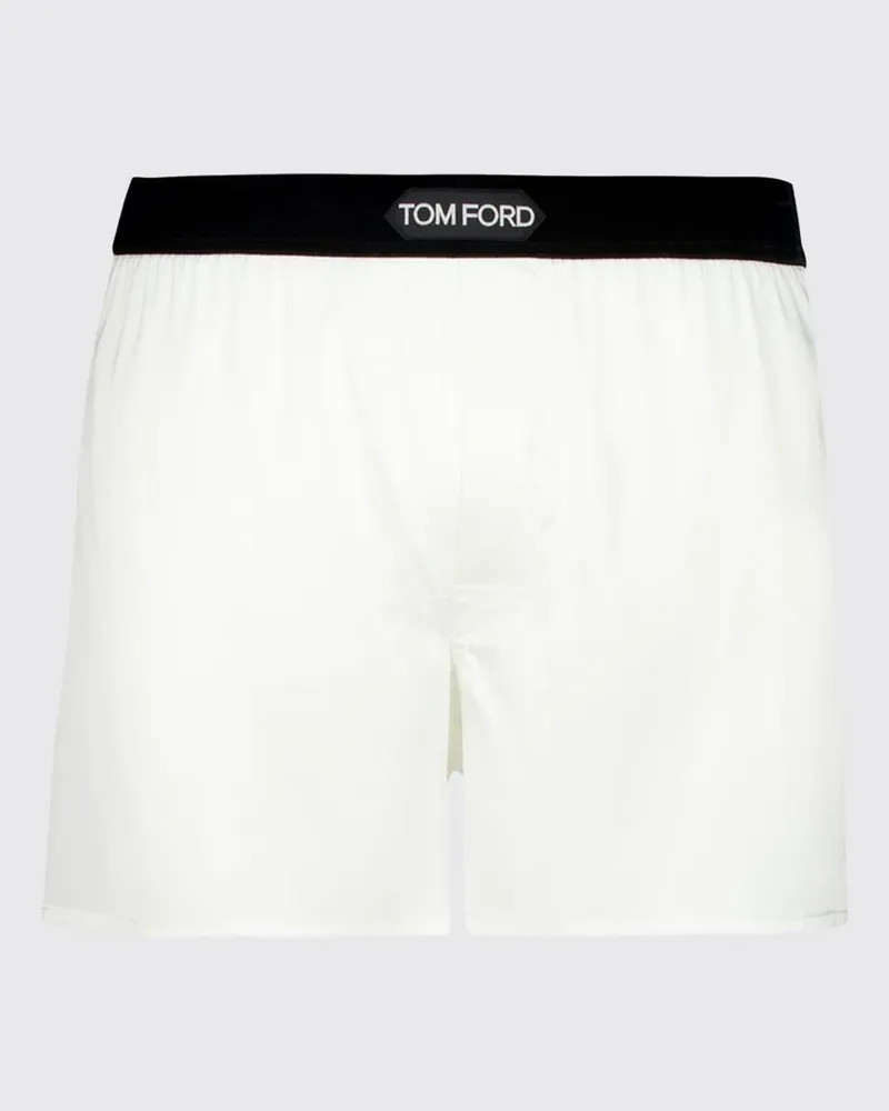 Tom Ford Boxer aus Seidensatin Weiß