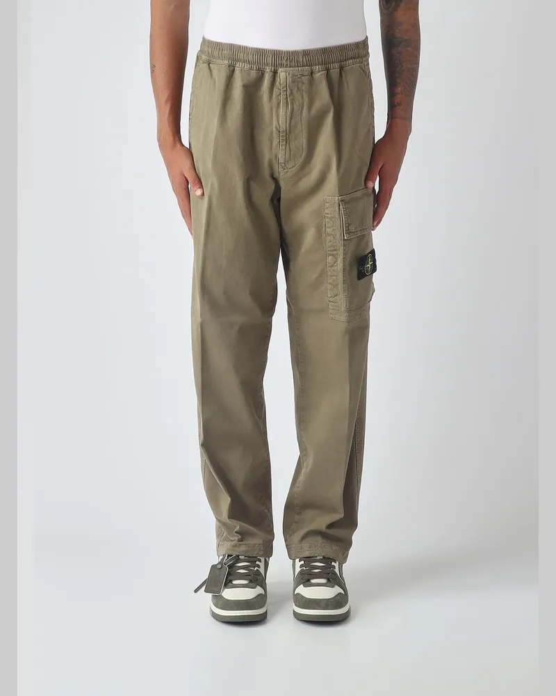 Stone Island Cargo-Hose mit geradem Bein aus Stretch-Baumwolle mit Logo Military