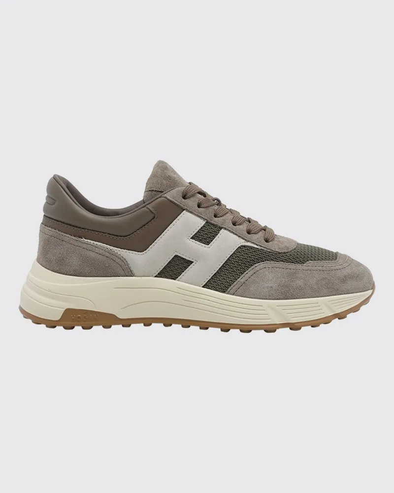 Hogan Hyperlight Sneaker aus Leder und Mesh mit gezahnter Sohle Beige