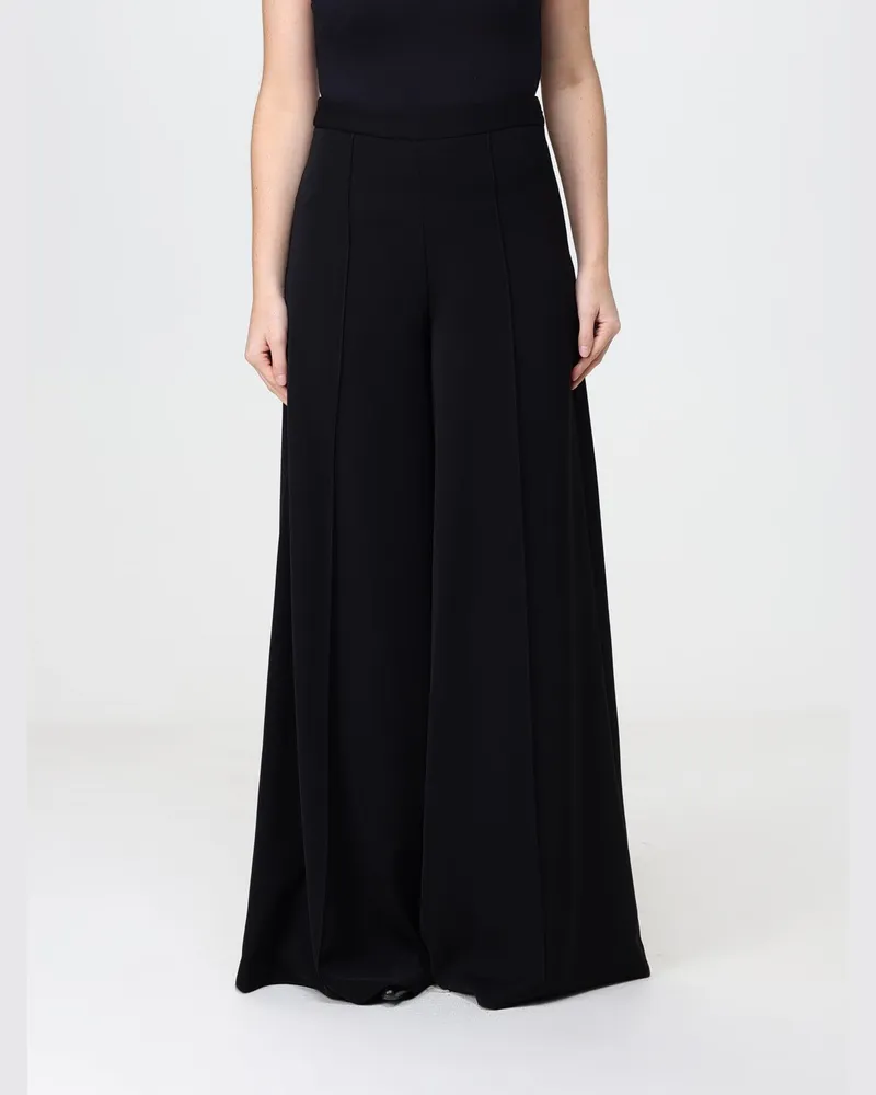 Simona Corsellini Schwarze Palazzo-Hose aus Crêpe mit hoher Taille Schwarz