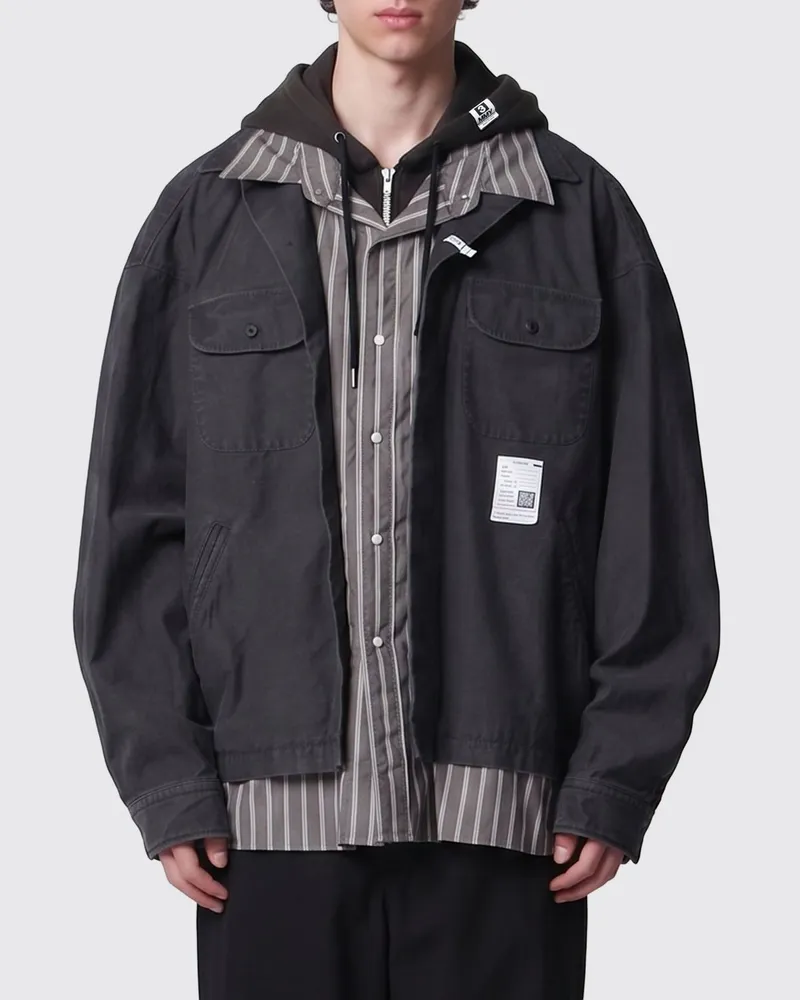 MIHARAYASUHIRO Oversize-Hemdjacke aus Baumwolle mit Kapuze von Schwarz