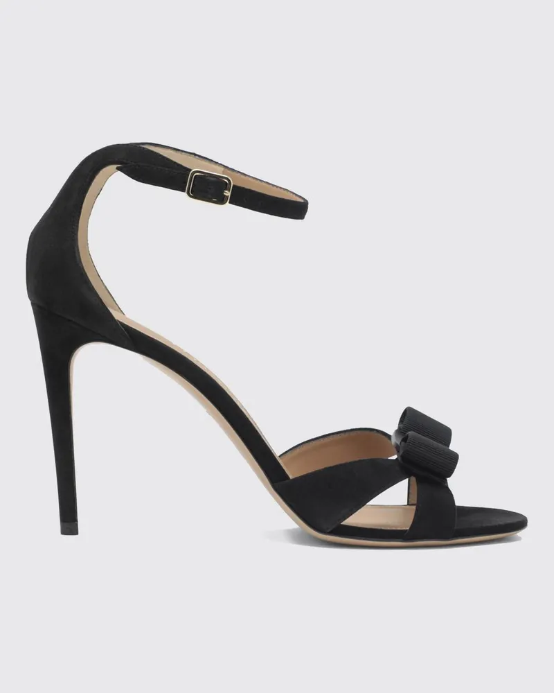 Ferragamo Wildleder-Sandale mit Vara-Schleife Schwarz
