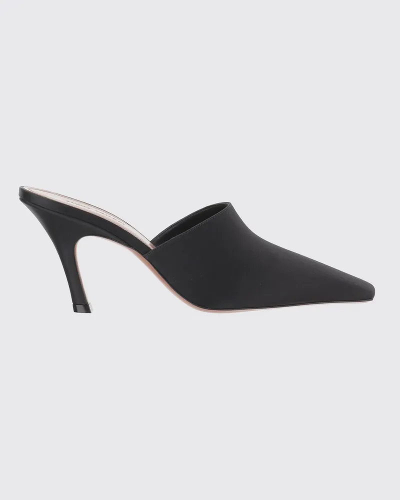 Amina Muaddi Jamie Mules aus Seidensatin Schwarz