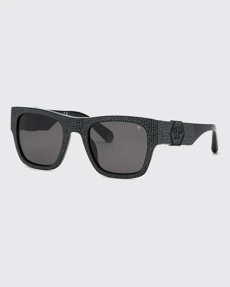 Philipp Plein Sonnenbrille aus Acetat mit Strasssteinen Schwarz