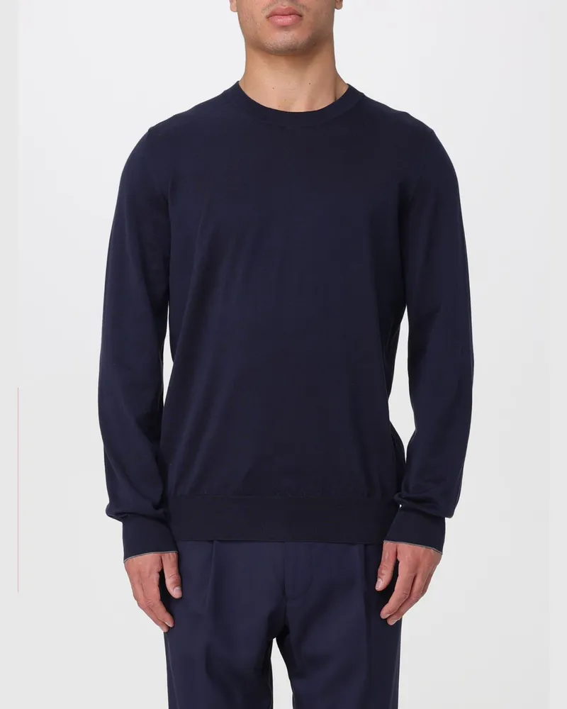 Brunello Cucinelli Rundhalspullover aus Baumwolle Blau