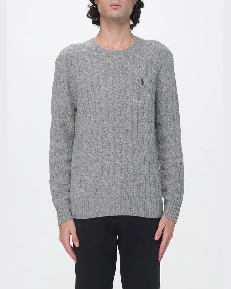 Ralph Lauren Pullover mit Rundhalsausschnitt aus Wolle und Kaschmir mit gesticktem Pony-Logo Grau