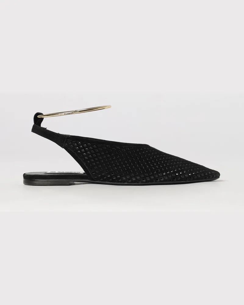 Jil Sander Slingback Ballerinas aus perforiertem Wildleder Schwarz