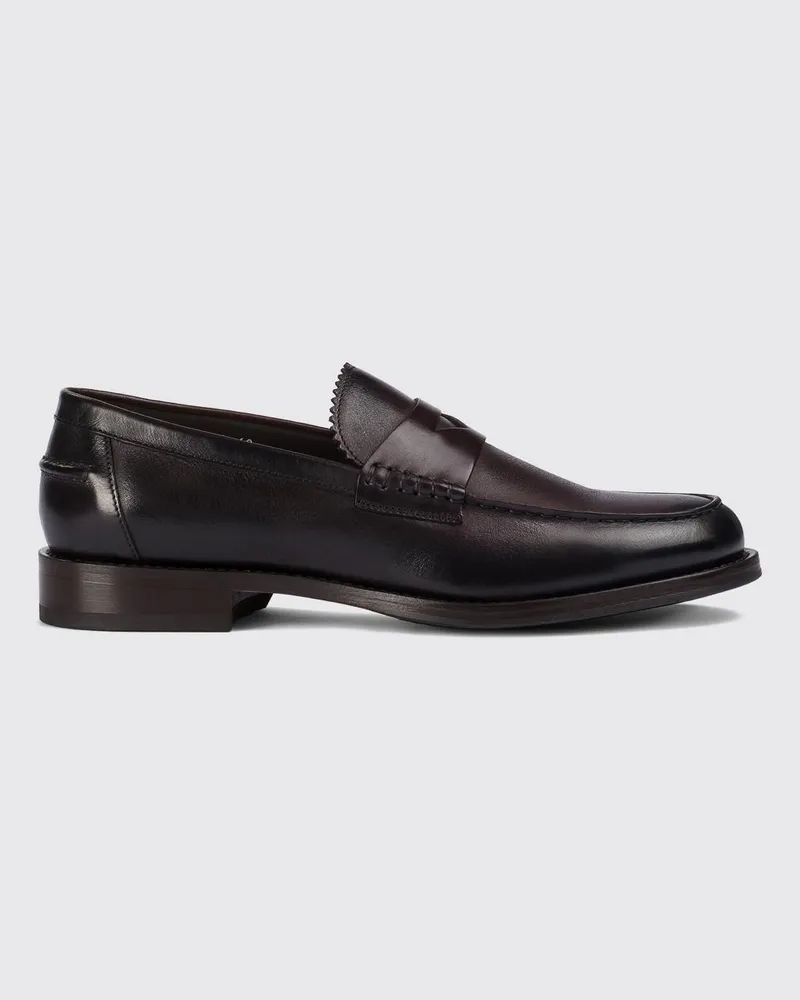 Doucal´s Pennyloafers aus glattem Kalbsleder von mit klassischem Riemen Crimson