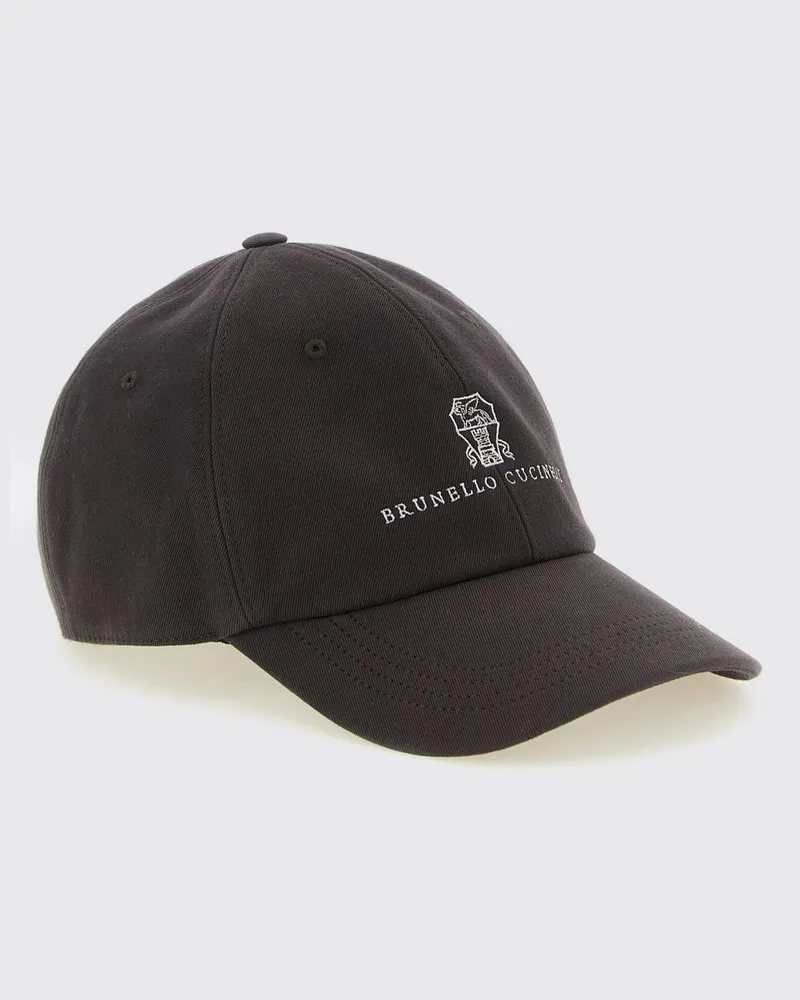 Brunello Cucinelli Baseballkappe aus Baumwolle mit gesticktem Logo Braun