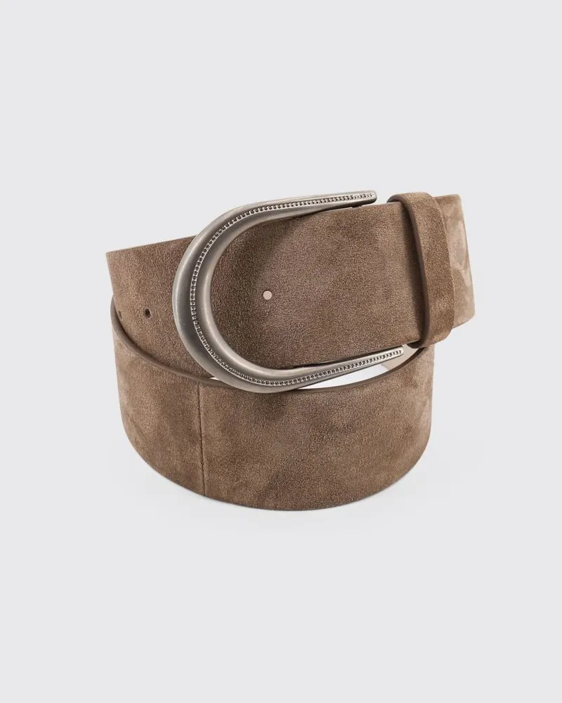 Brunello Cucinelli Gürtel von aus Kalbswildleder Mud