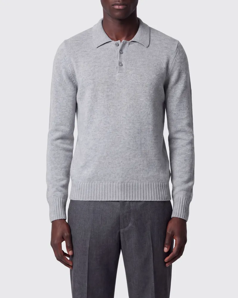 Drumohr  Langärmeliges Poloshirt aus reinem Kaschmir von mit Drei-Knopf-Leiste Grau