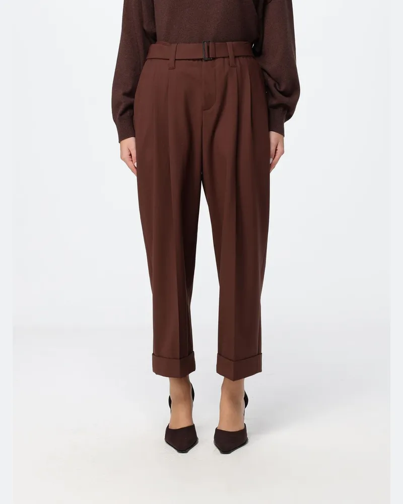 Brunello Cucinelli Maßgeschneiderte Cropped-Hose von aus Wollmischung mit Bundfalten Braun