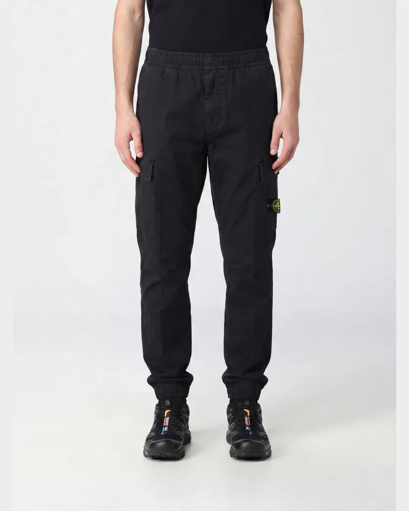 Stone Island Cargohose mit geradem Bein aus Stretch-Baumwolle und Compass-Logo Navy