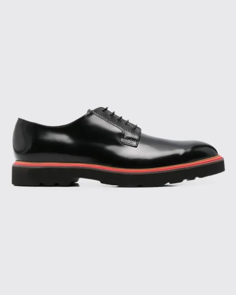 Paul Smith Derby-Schuhe aus gebürstetem Leder mit runder Kappe Schwarz