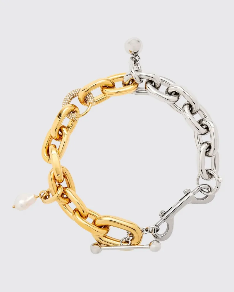 Paco Rabanne XL Link Zweifarbige Messingkette mit Charms Silber