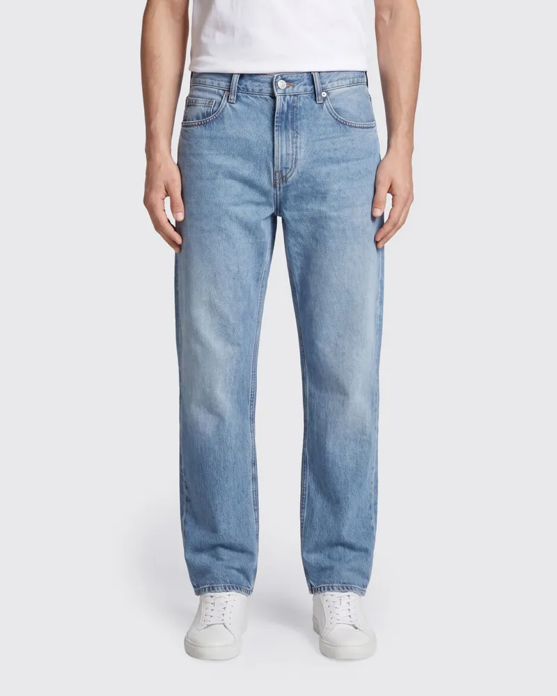 Jacquemus Le De-Nîmes Straight-Leg Jeans aus Stretch-Denim mit mittlerer Leibhöhe Blau