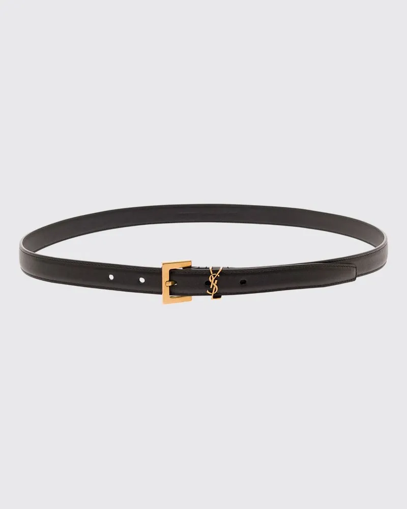 Saint Laurent Cassandre Gürtel aus Kalbsleder mit YSL-Monogramm-Schnalle Schwarz