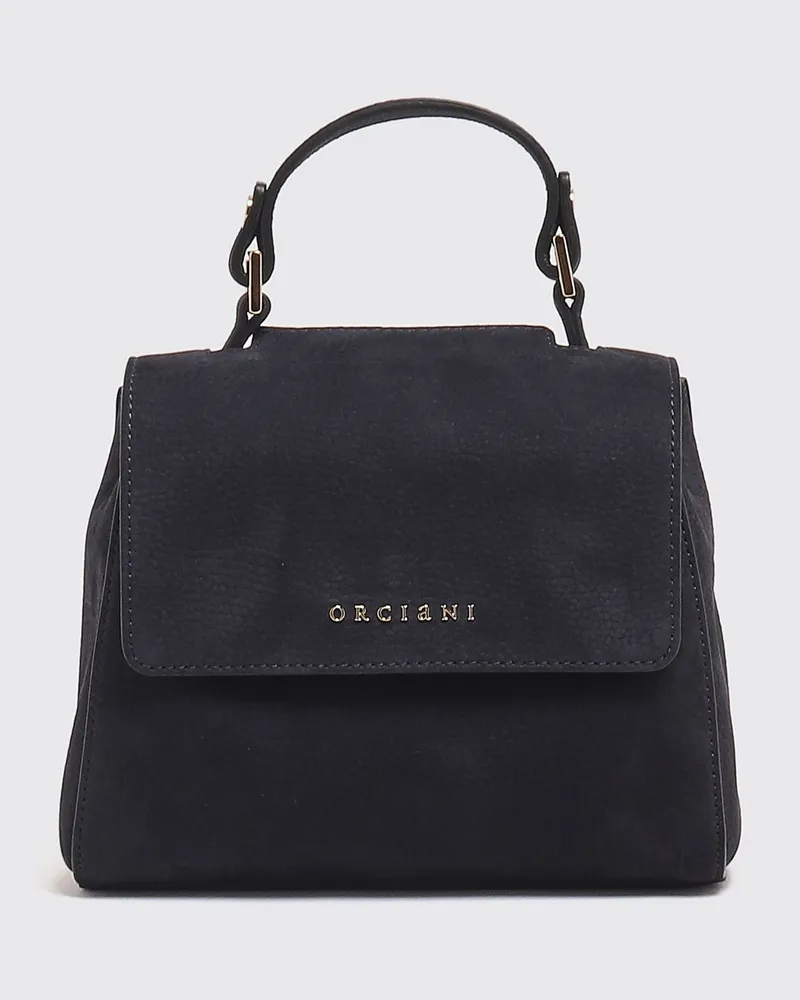 Orciani Sveva Mini-Handtasche aus Nubukleder mit Klappenverschluss Navy