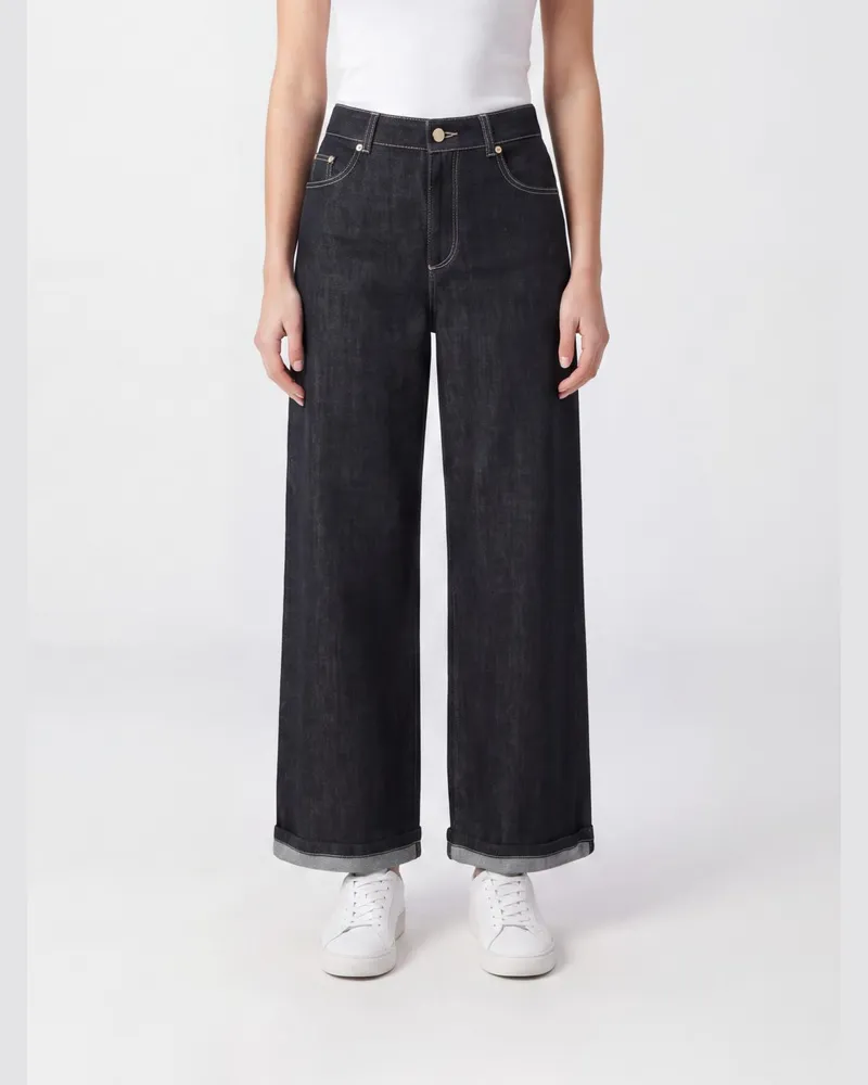 Max Mara Jeans mit weitem Bein und mittlerer Leibhöhe von aus Stretch-Baumwolldenim Denim